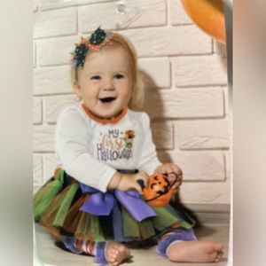 My First Halloween costume baby girl 3month 4-PC Outfit onesie tutu  photography